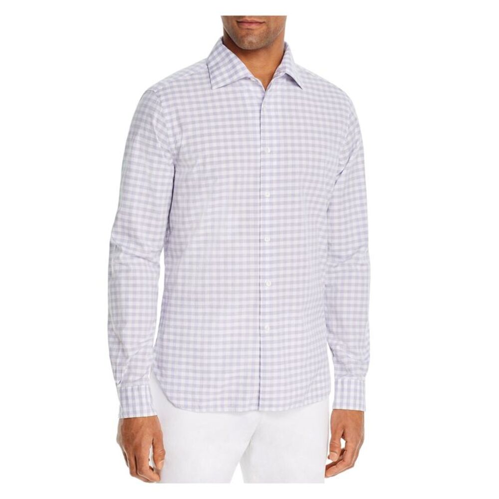The Mens store Mens Light Purple Gingham Classic Fit Button Down Casual Shirt XL